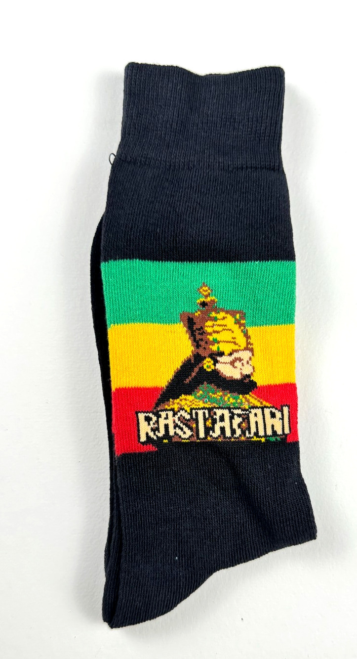 1 Pair Casual Crew Socks Rasta Colors Weed Leaf Ganja Hip Hop Rasta SZ 10-13